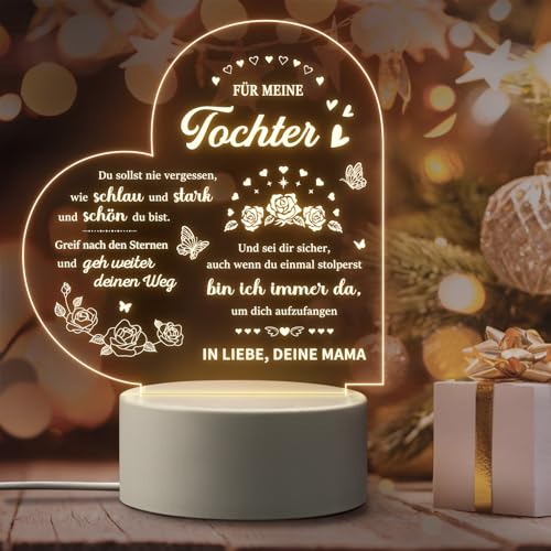 Giftasy Geschenk für Tochter - LED Acryl Nachtlicht Lampe, Mutter Tochter Geschenk, Tochter Geschenke von Mama, an meine Tochter, Geschenke zum Geburtstag Mädchen von Giftasy