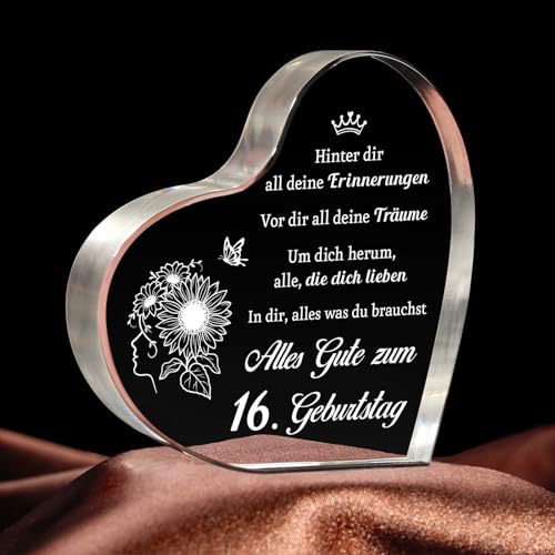 Giftasy Geschenk zum 16. Geburtstag Mädchen, Coole Geschenkideen zum 16.Geburtstag - Acrylherz Tischschmuck, Deko 16. Geburtstag Mädchen Beste Freundin Schwester Tochter Enkelin Giftasy Geschenk zum 16. Geburtstag Mädchen, Coole Geschenkideen zum 16.Geburtstag - Acrylherz Tischschmuck, Deko 16. Geburtstag Mädchen Beste Freundin Schwester Tochter Enkelin von Giftasy