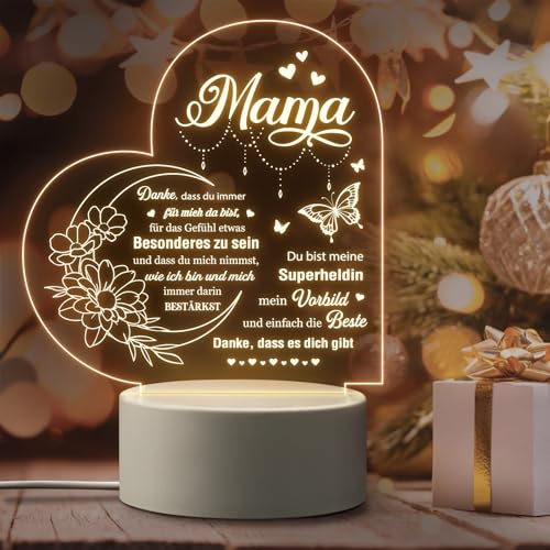 Giftasy Muttertagsgeschenke für Mama - LED Acryl Nachtlicht Lampe, Beste Mama Geschenk, Geburtstagsgeschenk für Mama, Geschenk Mama Geburtstag, Weihnachtsgeschenke für Mama von Giftasy