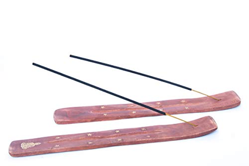 Giftbrit Räucherstäbchenhalter aus Holz mit Messingeinlage, 2 Stück von Giftbrit
