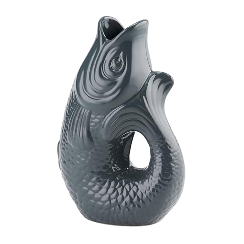Giftcompany - Vase, Karaffe - Monsieur Carafon - Fisch - Steingut - Farbe: grau - (BxTxH): 21 x 12 x 31 cm - Größe L von Giftcompany