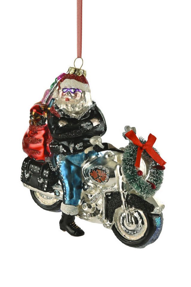 Giftcompany Baumbehang Hänger Santa auf Bike schwarz/silber 14cm (1 Stück) von Giftcompany