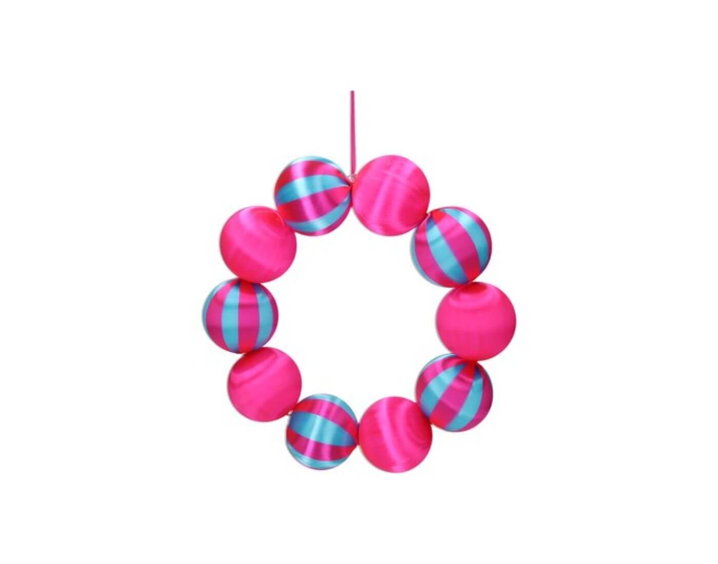 Giftcompany Dekokranz Chinois, Kugelkranz, uni/gestreift, pink/türkis von Giftcompany