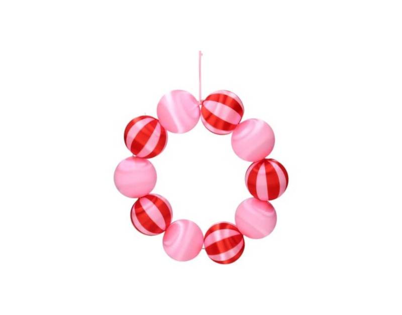 Giftcompany Dekokranz Chinois, Kugelkranz, uni/gestreift, rosa/rot von Giftcompany