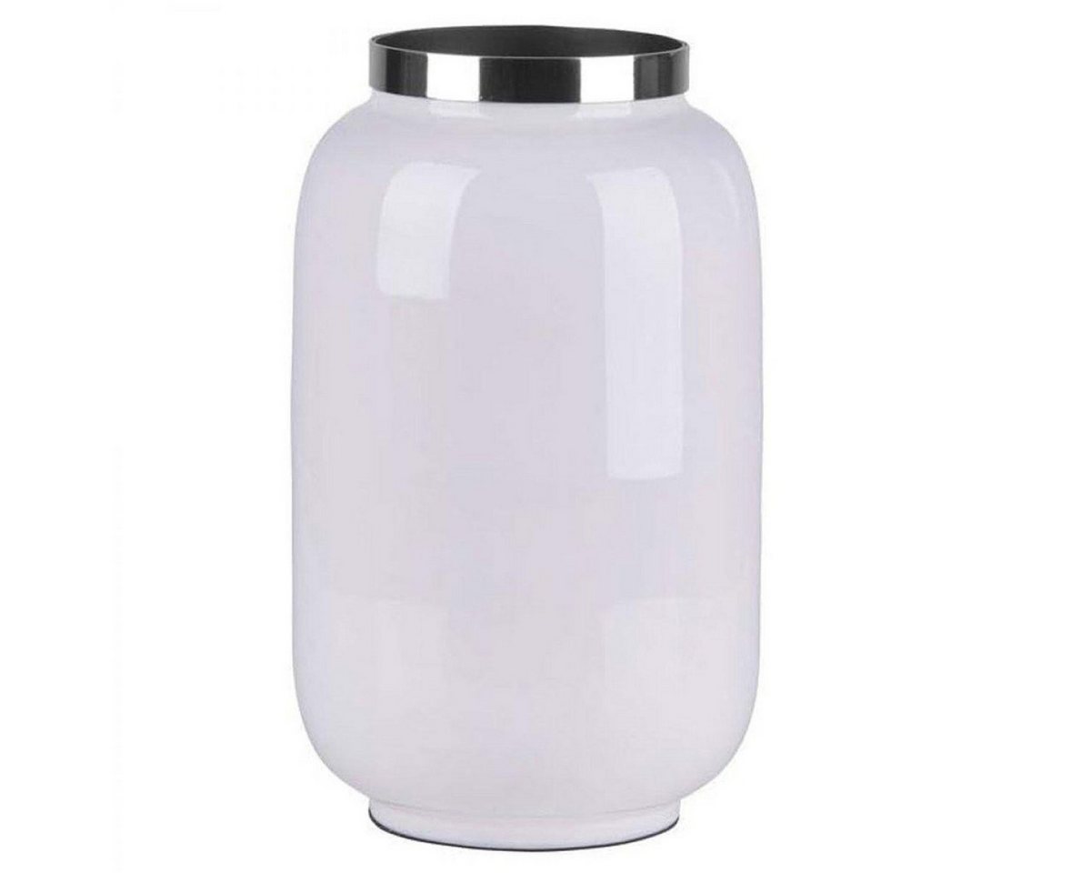 Giftcompany Dekovase Vase Saigon mit Metallring Weiß Silber (18cm) von Giftcompany