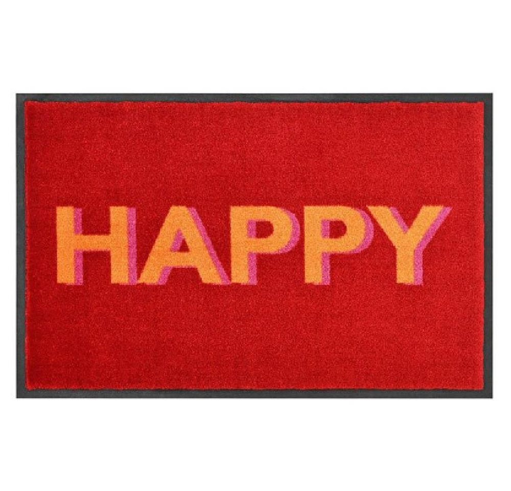 Giftcompany Fußmatte Fußmatte waschbar Happy Rot (75x50cm) von Giftcompany