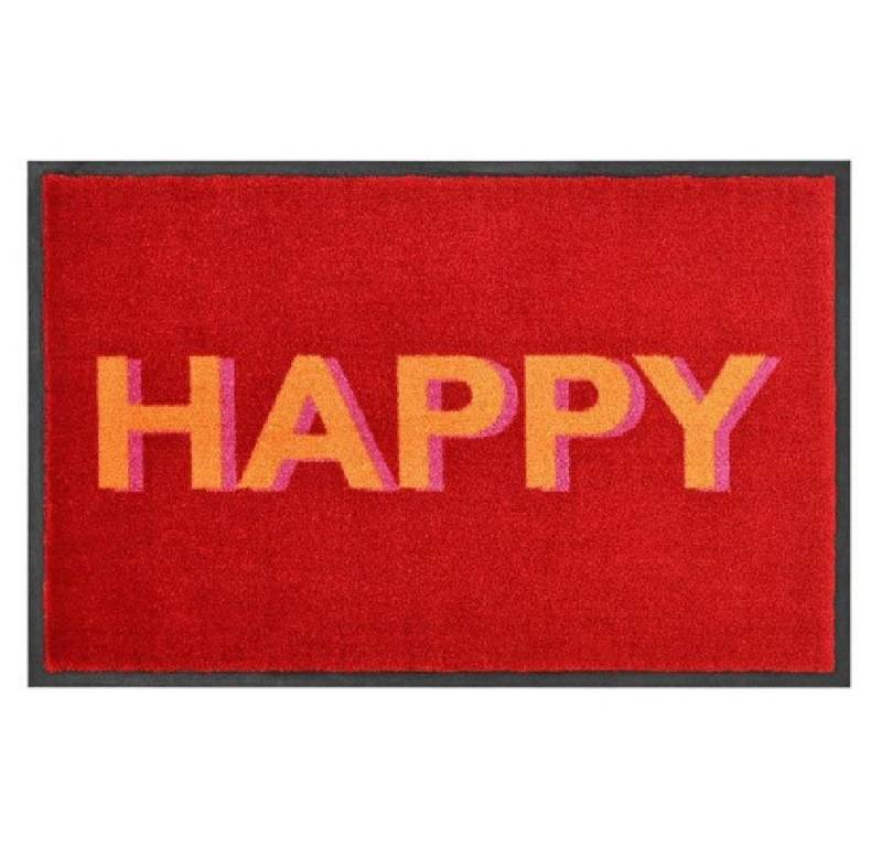 Giftcompany Fußmatte Fußmatte waschbar Happy Rot (75x50cm) von Giftcompany