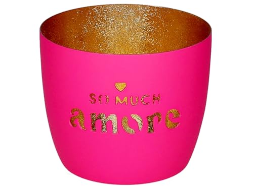 Giftcompany Madras Windlicht M So Much Amore hot pink/Gold 8,5cm von Giftcompany