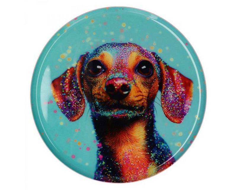 Giftcompany Tablett Dekotablett Love Trays Glitzer Dackel (17,7cm) von Giftcompany