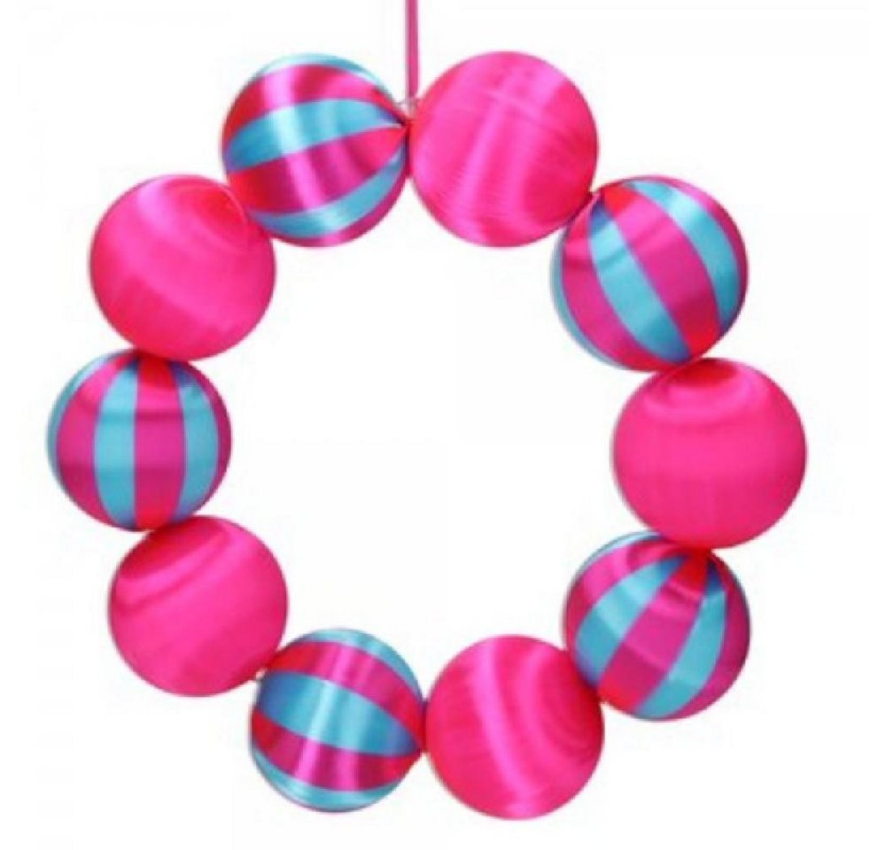 Giftcompany Weihnachtsbaumkugel Türkranz Chinois Streifen Pink Türkis von Giftcompany
