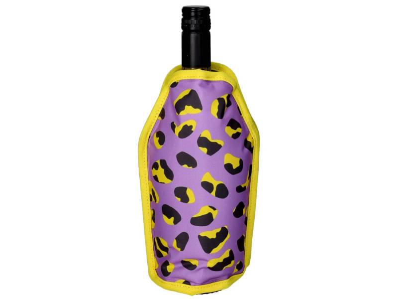 Giftcompany Weinkühler Froid Kühlmanschette Leomuster lila/schwarz/gelb 23,5cm von Giftcompany