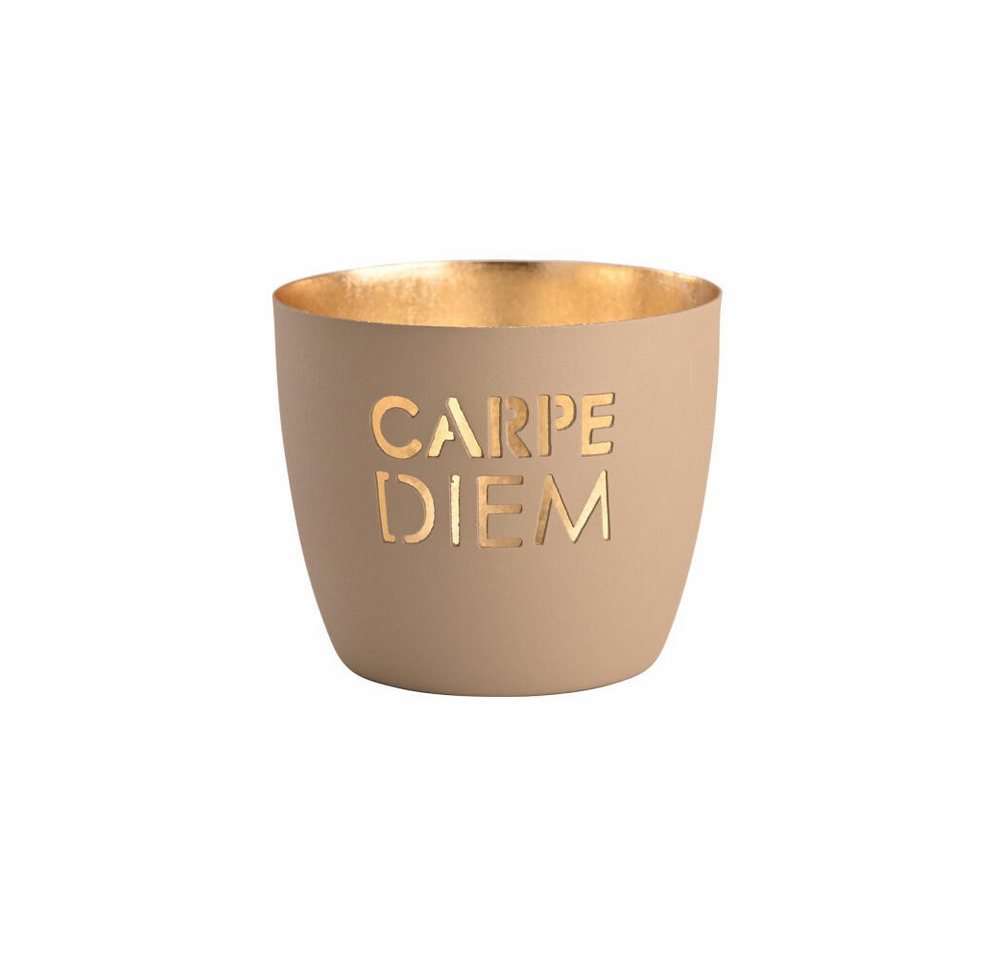 Giftcompany Windlicht Madras Carpe diem M sandstone, Gold, H 8.5 cm Giftcompany Windlicht Madras Carpe diem M sandstone, Gold, H 8.5 cm von Giftcompany
