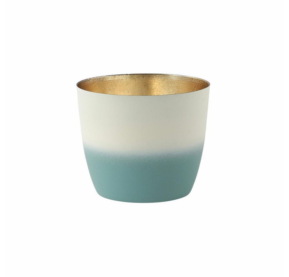 Giftcompany Windlicht Madras M Powder Blue / Weiß / Gold von Giftcompany