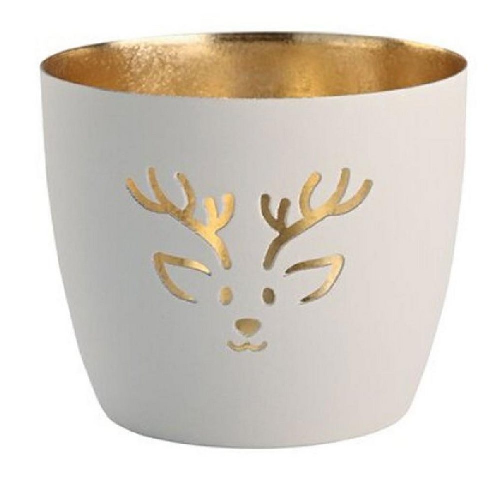 Giftcompany Windlicht Windlicht Madras Rentier Weiß Gold von Giftcompany