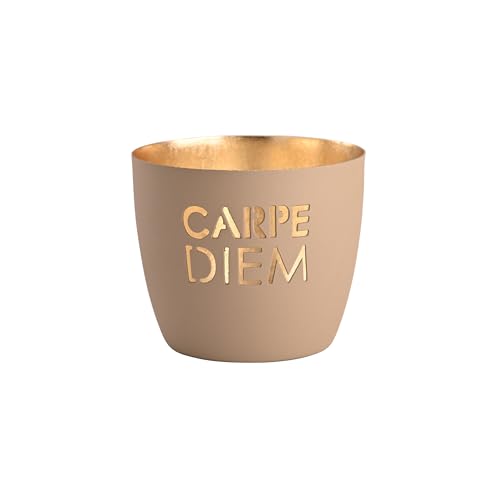 Windlicht Madras Carpe Diem Eisen Höhe 8,5 cm Sandstone Gold von Giftcompany