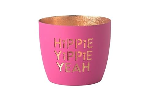 Windlicht Madras Hippie Yippie Yeah neon Purple Gold Eisen Höhe 8,5 cm von Giftcompany