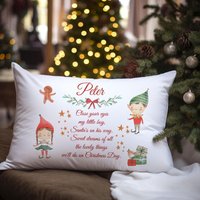 Kinder-Weihnachtskissenbezug, Personalisiertes Kissen, Heiligabend-Box, Weihnachtsmannkissen, Nette Liste, Elfe von GiftedBoxBoutique