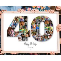 40. Geburtstag Foto Collage, Collage Geschenk, Zahl von GiftedCollageCo
