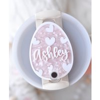 Osterei Frühling Stanley Namensschilder Deckel Toppers Cup Zubehör Personalisierte Tag Tumbler, 40 30 20 Oz Acryl Rosa Herzen Geschenk Für Sie von GifterStudioShop