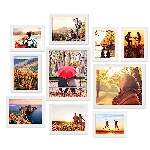 Giftgarden 10er Weiß Bilderrahmen Set Verschiedene Größen, Multi Bilderrahmen Collage 10x15 cm(4 Stück), 13x18 cm(4 Stück), 20x25 cm(2 Stück), Modern Fotorahmen für Wand oder Tischaufstellung von Giftgarden