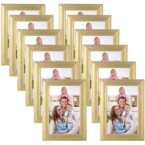 Giftgarden Bilderrahmen, 10 cm x 15 cm (4 x 6), Gold, modern, Multipack mit 12 Stück, Großpackung, für Wand oder als Tischaufsteller von Giftgarden