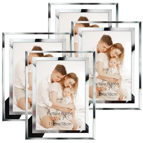 Giftgarden 4er Set Glas Bilderrahmen 13x18 cm - Silber Fotorahmen für 18x13 cm Fotos und Bilder - Perfekt für Babyfotos, Familienfotos und Hochzeitsfotos - Geschenk für besondere Anlässe von Giftgarden