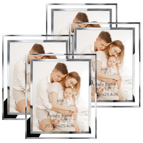 Giftgarden 4er Set Glas Bilderrahmen 20x25 cm - Silber Fotorahmen für 25x20 cm Fotos und Bilder - Perfekt für Babyfotos, Familienfotos und Hochzeitsfotos - Geschenk für besondere Anlässe von Giftgarden