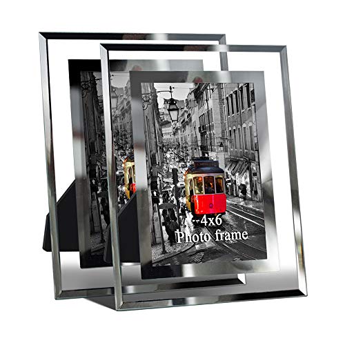 Giftgarden Bilderrahmen 10x15 cm Glas, Hochzeit Fotorahmen Silber für 15x10 Bilder, 2er Set Geburtstag Geschenk von Giftgarden