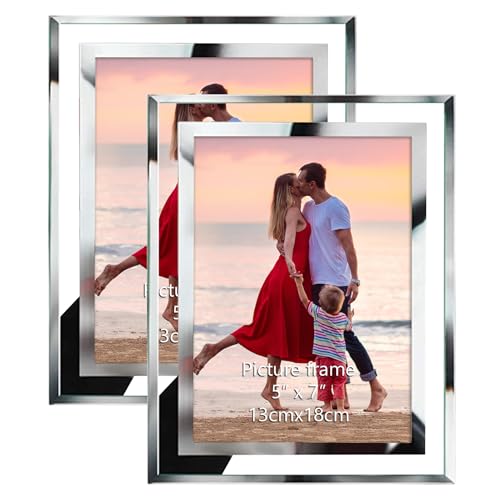 Giftgarden Bilderrahmen 13x18 cm Glas, Hochzeit Fotorahmen Silber für 18x13 Bilder, 2er Set Geburtstag Geschenk von Giftgarden