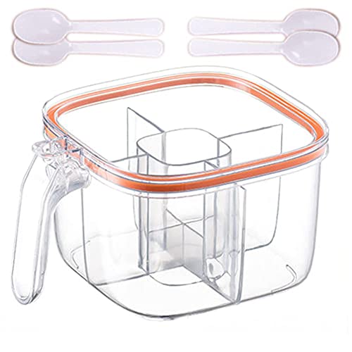 Giftik 4-in-1 Kunststoff-Salz- und Pfefferstreuergläser, transparent, 4 Gitter, Gewürzspender mit Deckel für Reisen, Zuhause, Küche, Kochen, Grillen (Transparent) von Giftik