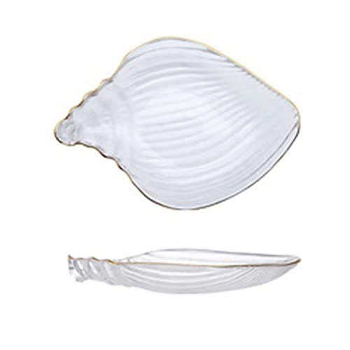 Giftik Ocean Series Glasgeschirr, nordische moderne Meeresmuschel Seestern Jakobsmuschel Stil Haushalt Transparent Snack Obst Gemüse Salat Glas Geschirr Schüssel mit Goldrand von Giftik