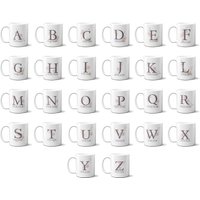 Personalisierte Misty Dusty Pastell Alphabet Blumen Name Anfangsbuchstabe Kaffee Tee Tasse Geschenk 11 Unzen Keramiktasse Und Untersetzer Set Option von GiftimizedGifts