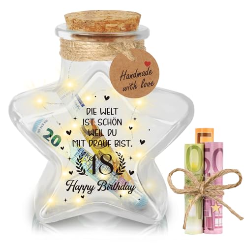 Giftota 18 Geburtstag Mädchen Junge, LED Flaschenlicht Sternform mit Korken, Geldgeschenke Geburtstag 18, Coole Geburtstag Tischdeko, Geschenkideen Geburtstagsgeschenk für Tochter, Sohn, Schwester Giftota 18 Geburtstag Mädchen Junge, LED Flaschenlicht Sternform mit Korken, Geldgeschenke Geburtstag 18, Coole Geburtstag Tischdeko, Geschenkideen Geburtstagsgeschenk für Tochter, Sohn, Schwester von Giftota