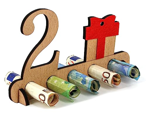Giftota - 2. Geburtstag Geldgeschenk Holz - Geschenk zum 2.Geburtstag - Geburtstag Jubiläum - Geschenke aus Holz - Geschenke für Freunde, Familie von Giftota