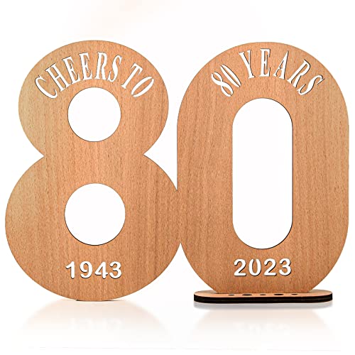 Giftota - 2023 Holz-Schild Gästebuch - Gästebuch Geburtstag 80 Holz - 80 Geburtstag Jubiläum - Deko Zahlen 80 Jahre mit Jahreszahlen - Geschenk für 80 Jahre Mann Frau - 1943-2023(80th) von Giftota