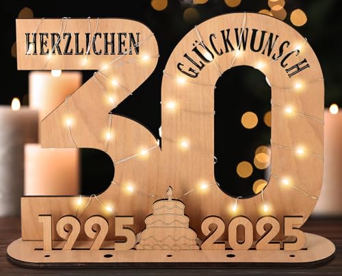 Giftota - 2025 Originelle 30 Geburtstag Geschenk Frauen & Männer - Geldgeschenke Geburtstag 30 mit LED Lichterkette Ständer - Holz-Schild Gästebuch - 30 Geburtstag Deko - Personalisierbares Geschenk Giftota - 2025 Originelle 30 Geburtstag Geschenk Frauen & Männer - Geldgeschenke Geburtstag 30 mit LED Lichterkette Ständer - Holz-Schild Gästebuch - 30 Geburtstag Deko - Personalisierbares Geschenk von Giftota