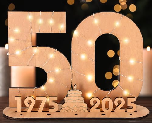 Giftota 2025 Originelle 50 Geburtstag Geschenk Frauen & Männer - Geldgeschenke Geburtstag 50 mit LED-Lichterketten - Dekorationen aus Holz - 50 Holz-Schild Gästebuch - Personalisierbares Geschenk Giftota 2025 Originelle 50 Geburtstag Geschenk Frauen & Männer - Geldgeschenke Geburtstag 50 mit LED-Lichterketten - Dekorationen aus Holz - 50 Holz-Schild Gästebuch - Personalisierbares Geschenk von Giftota