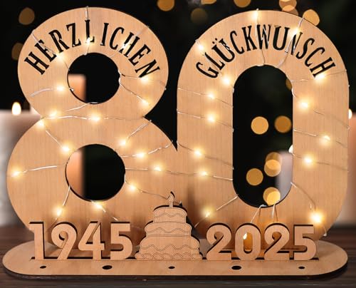Giftota - 2025 Originelle 80 Geburtstag Geschenk Frauen & Männer - Geldgeschenke Geburtstag 80 mit LED Lichterkette Ständer - Holz-Schild Gästebuch - 80 Geburtstag Deko - Personalisierbares Geschenk Giftota - 2025 Originelle 80 Geburtstag Geschenk Frauen & Männer - Geldgeschenke Geburtstag 80 mit LED Lichterkette Ständer - Holz-Schild Gästebuch - 80 Geburtstag Deko - Personalisierbares Geschenk von Giftota