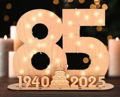 Giftota 2025 Originelle 85 Geburtstag Geschenk Frauen & Männer - Geldgeschenke Geburtstag 85 mit LED-Lichterketten - Dekorationen aus Holz - 85 Holz-Schild Gästebuch - Personalisierbares Geschenk von Giftota