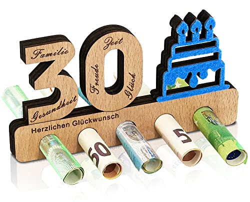 Giftota - 30. Geburtstag Geldgeschenk Holz - Geschenk zum 30.Geburtstag - Holz-Schild Gästebuch - Originelle Geldgeschenke - Geburtstag - Jubiläum - Geschenke aus Holz - Geschenke für Männer, Frau von Giftota