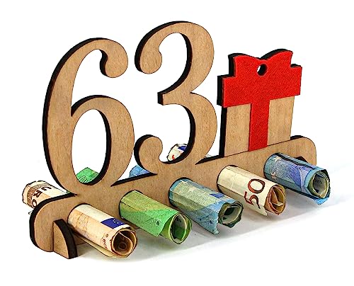 Giftota - 63. Geburtstag Geldgeschenk Holz - Geschenk zum 63.Geburtstag - Geburtstag Jubiläum - Geschenke aus Holz - Geschenke für Freunde, Familie Giftota - 63. Geburtstag Geldgeschenk Holz - Geschenk zum 63.Geburtstag - Geburtstag Jubiläum - Geschenke aus Holz - Geschenke für Freunde, Familie von Giftota