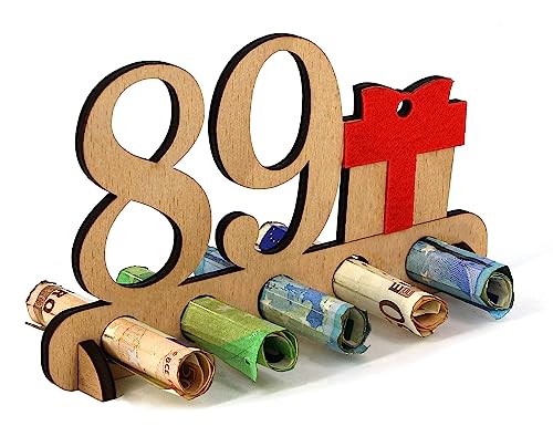 Giftota - 89. Geburtstag Geldgeschenk Holz - Geschenk zum 89.Geburtstag - Geburtstag Jubiläum - Geschenke aus Holz - Geschenke für Freunde, Familie von Giftota