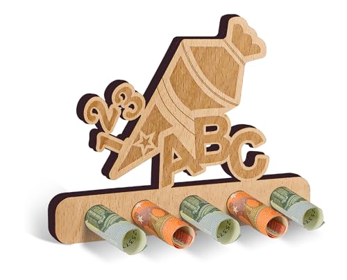 Giftota Einschulung Geldgeschenk Holz mit ABC Zuckertüte 123, Geschenk Einschulung Junge Mädchen, Schulanfang Geschenke Giftota Einschulung Geldgeschenk Holz mit ABC Zuckertüte 123, Geschenk Einschulung Junge Mädchen, Schulanfang Geschenke von Giftota