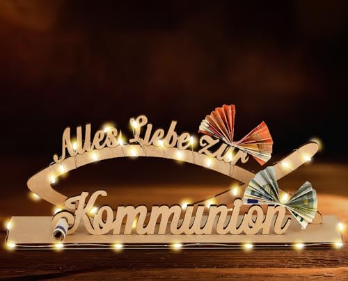 Giftota Geldgeschenk Konfirmation mit LED Lichterkette, Kommunion Geschenke für Mädchen Junge, Geldgeschenk Kommunion aus Holz Giftota Geldgeschenk Konfirmation mit LED Lichterkette, Kommunion Geschenke für Mädchen Junge, Geldgeschenk Kommunion aus Holz von Giftota