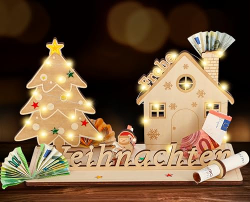Giftota Geldgeschenk zu Weihnachten mit LED Lichterkette, Kreative Weihnachten Geldgeschenk Holz, Geldverpackung Weihnachten, Geschenkideen Weihnachten Geschenk für Mann Frau Freund Familie Giftota Geldgeschenk zu Weihnachten mit LED Lichterkette, Kreative Weihnachten Geldgeschenk Holz, Geldverpackung Weihnachten, Geschenkideen Weihnachten Geschenk für Mann Frau Freund Familie von Giftota