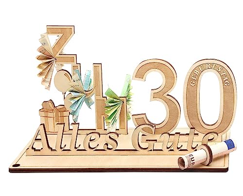 Giftota Geldgeschenke Geburtstag 30, Geschenke zum 30.Geburtstag Mann Frau, 30.Geschenke aus Holz Dekoration von Giftota