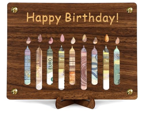 Giftota Geldgeschenke Geburtstag - Happy Birthday - Geschenke aus Holz, Geldgeschenke Verpackung mit Geburtstagskarte von Giftota