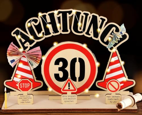 Giftota Lustige 30. Geburtstag Geldgeschenke Holz mit LED Lichterkette - Auffällige Verkehrsschilder - Geschenke zum 30 Geburtstag Männer Frauen, 30 Geldgeschenke Verpackung Giftota Lustige 30. Geburtstag Geldgeschenke Holz mit LED Lichterkette - Auffällige Verkehrsschilder - Geschenke zum 30 Geburtstag Männer Frauen, 30 Geldgeschenke Verpackung von Giftota