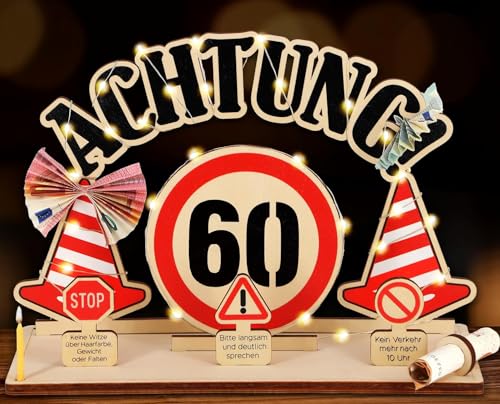 Giftota Lustige 60. Geburtstag Geldgeschenke Holz mit LED Lichterkette - Auffällige Verkehrsschilder - Geschenke zum 60 Geburtstag Mann Frau, 60 Geldgeschenke Verpackung Giftota Lustige 60. Geburtstag Geldgeschenke Holz mit LED Lichterkette - Auffällige Verkehrsschilder - Geschenke zum 60 Geburtstag Mann Frau, 60 Geldgeschenke Verpackung von Giftota