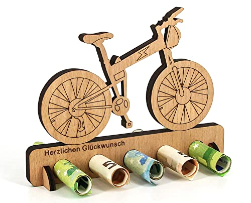 Giftota - Originelles E-Bike Geldgeschenk aus Holz für Radfahrer - Fahrrad, Mountainbike Geschenk für Frauen und Männer von Giftota